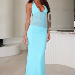 White Fox Boutique - All My Love Maxi Dress in Aqua